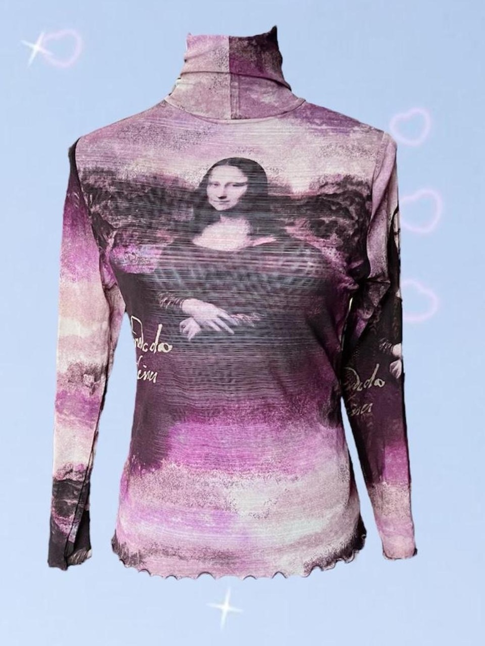 Mona Lisa Print Long Sleeve Top
